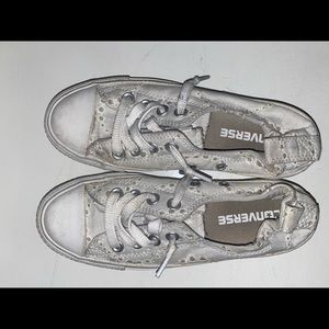 White slip on converse with floral print